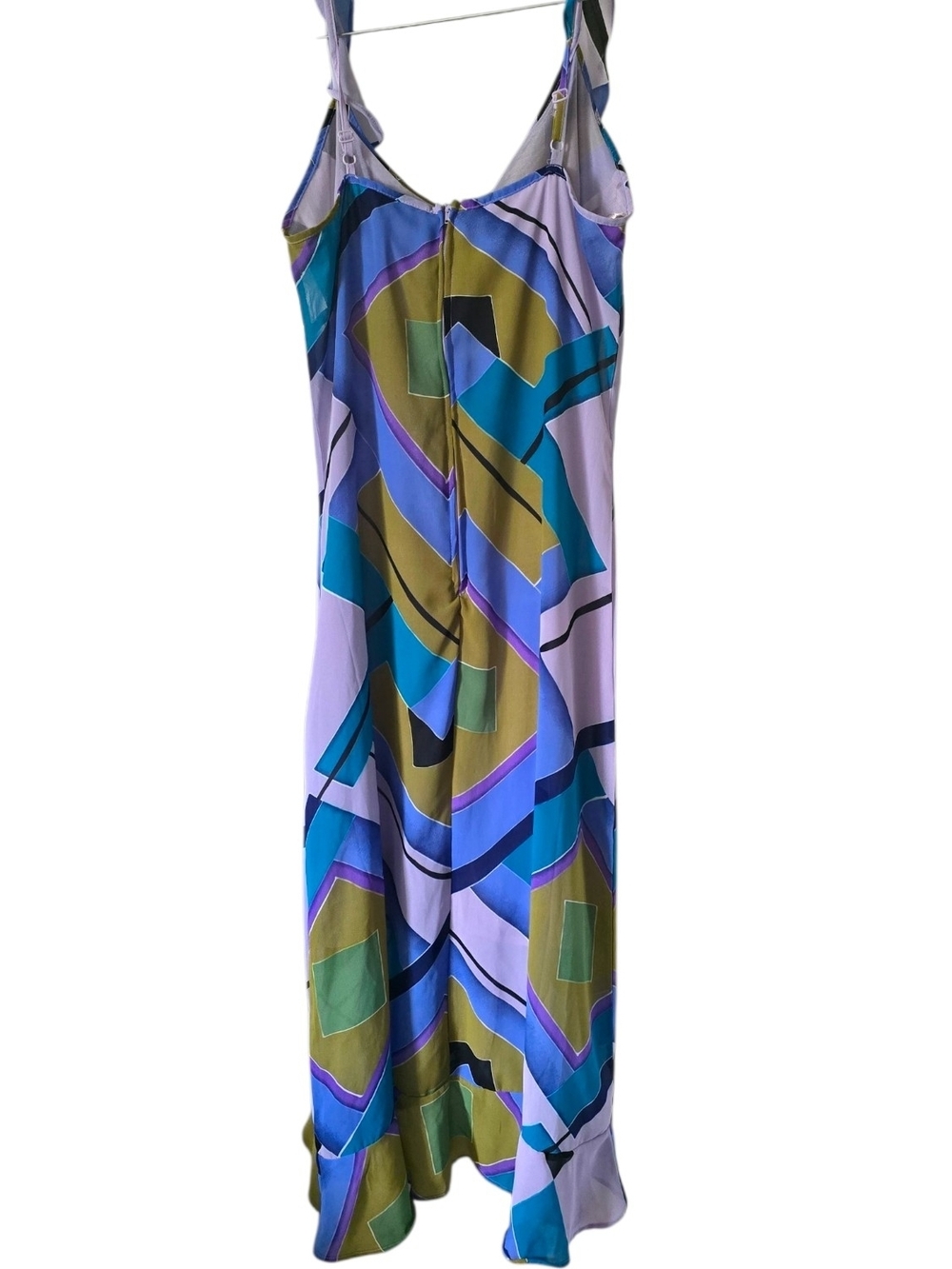 Millenium Geometric Abstract Print Ruffle Hem Midi Dress Medium - Picture 5 of 6